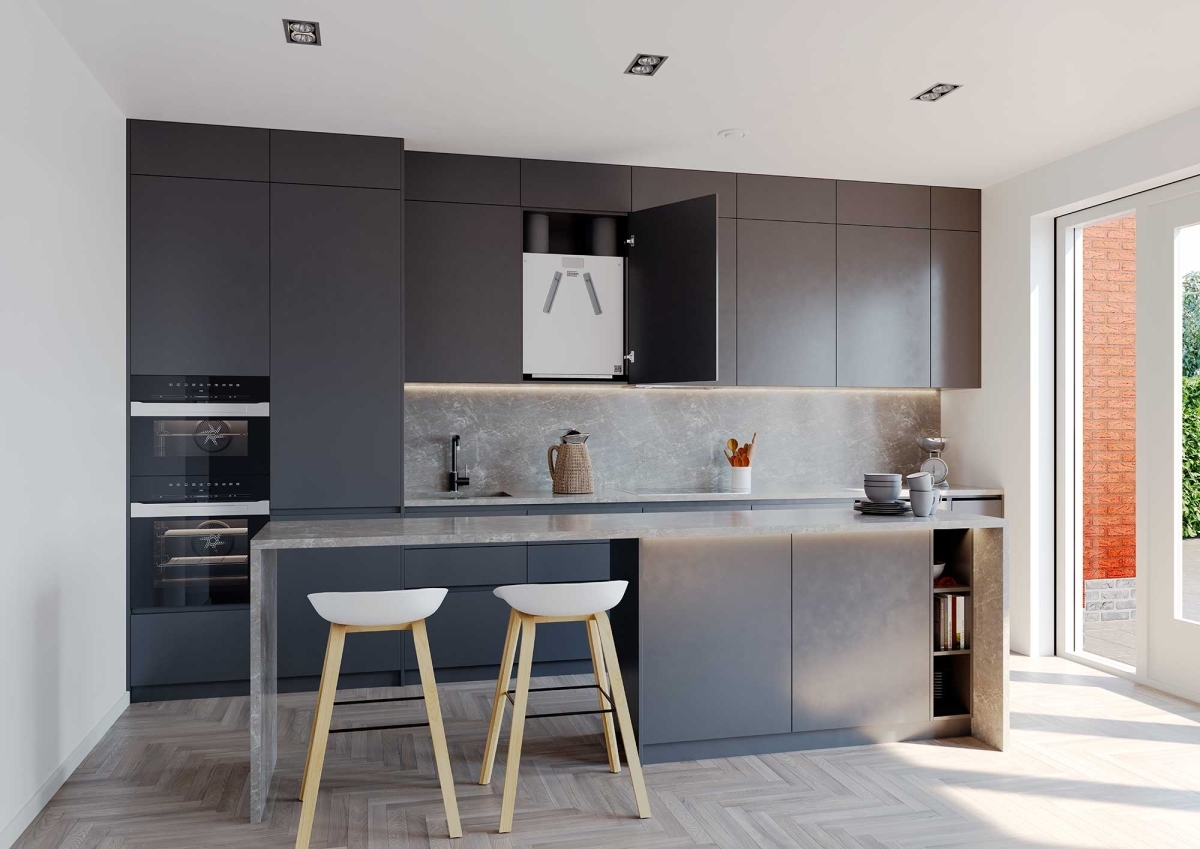 EASE 200 schovaná v kuchyni